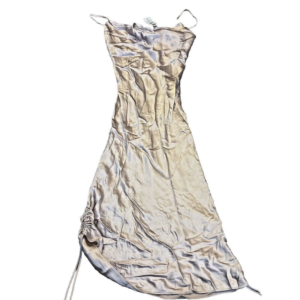 Wilfred XS Only Ruched Slip Dress Silky Mauve Moose Pink Sexy $148 Japan Fabric